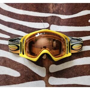 Vintage Oakley Crowbar Ski Snowboard Goggles Yellow Gold, Orange Lenses